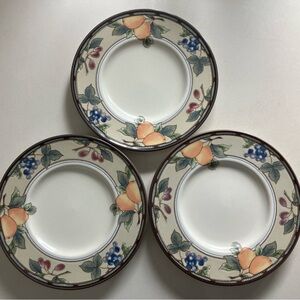 Mikasa Intaglio CAC29 Garden Harvest set of 3 Fruit Pattern Ceramic saucer 6.5”